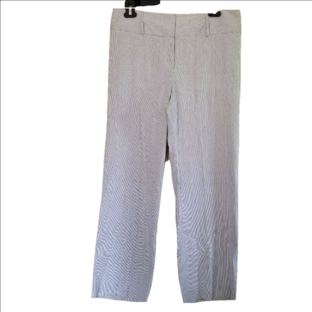 Drew Pinstripe Straight Leg Wide White Blue Dress Pant Trousers EUC Size 6